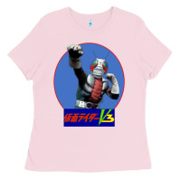 Bubblegum Pink KAMEN RIDER V3 PUNCH Ladies Tee - FloraArt