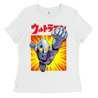 White ultraman exclusive yellow Ladies Tee - FloraArt