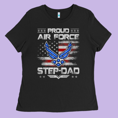 Proud Air Force Step Dad Veteran Vintage Flag Veterans Day T Shirt Ladies Tee Designed By Floraart