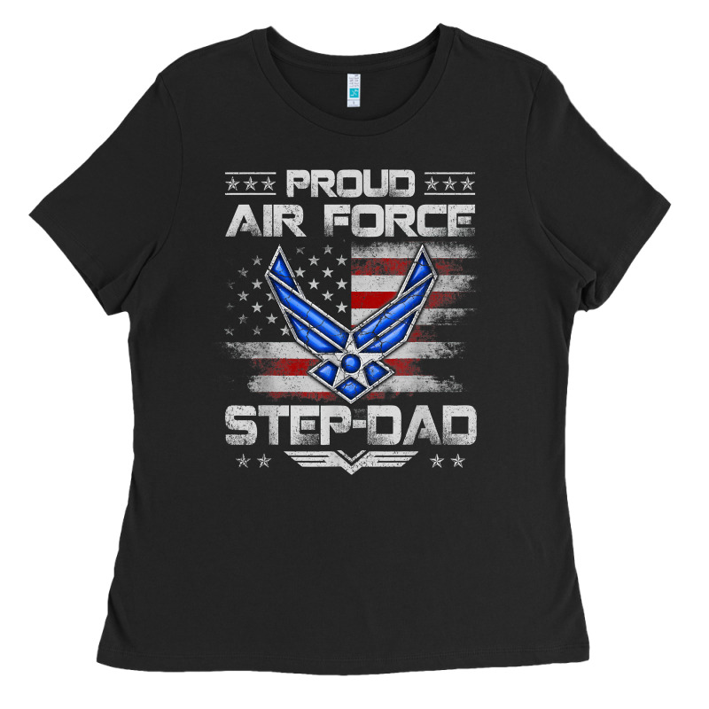 Proud Air Force Step Dad Veteran Vintage Flag Veterans Day T Shirt Ladies Tee by FloraArt | Teevron