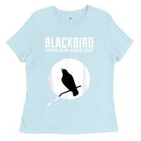 Baby Blue blackbird singing in the dead of night t shirt Ladies Tee - FloraArt
