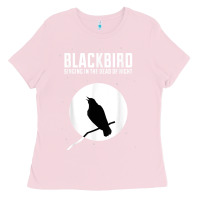 Bubblegum Pink blackbird singing in the dead of night t shirt Ladies Tee - FloraArt