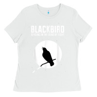 White blackbird singing in the dead of night t shirt Ladies Tee - FloraArt