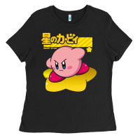Black kirby men's pink Ladies Tee - FloraArt