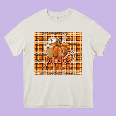 Fall Vibes And That Nurse Life Heavy Core Tee Designed By Tumblerdesignbyshophia