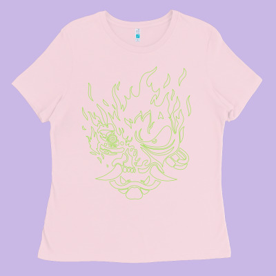 Cyberpunk Samurai Neon Green Ladies Tee Designed By Floraart