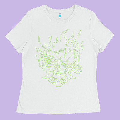 Cyberpunk Samurai Neon Green Ladies Tee Designed By Floraart