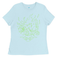 Baby Blue Cyberpunk samurai Neon Green Ladies Tee - FloraArt
