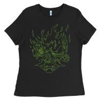 Black Cyberpunk samurai Neon Green Ladies Tee - FloraArt