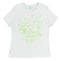 White Cyberpunk samurai Neon Green Ladies Tee - FloraArt