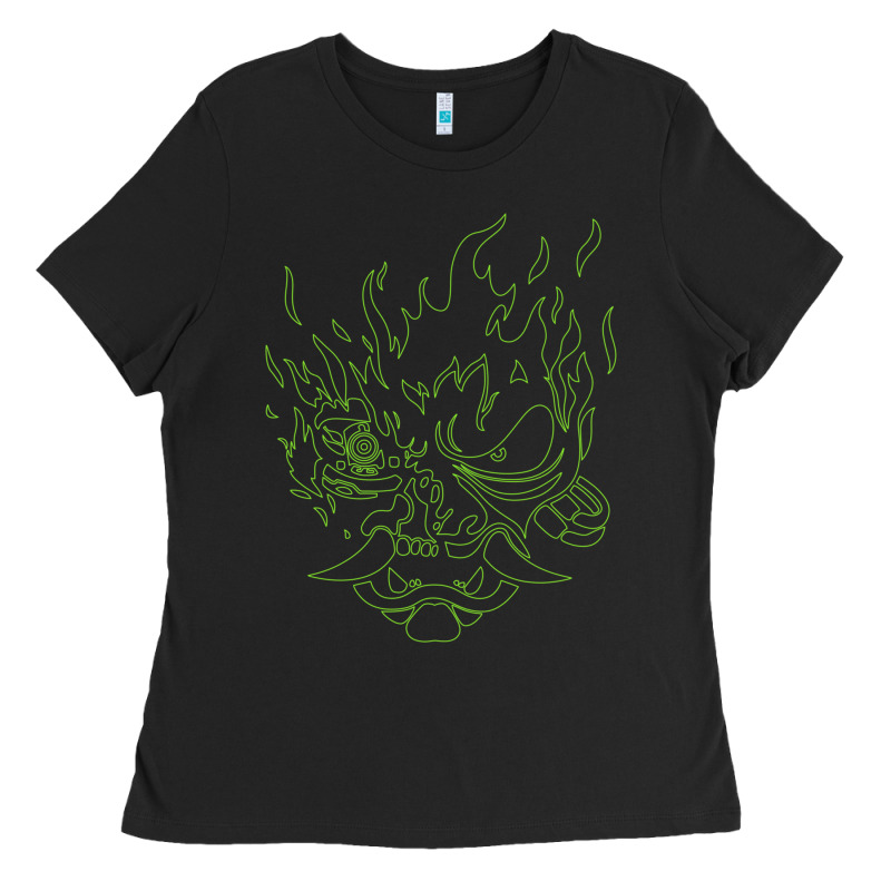 Cyberpunk Samurai Neon Green Ladies Tee by FloraArt | Teevron