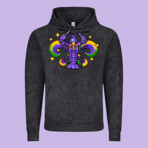 Mardi Gras Crawfish 2 Vintage Hoodie Designed By Fadigitalartstudio