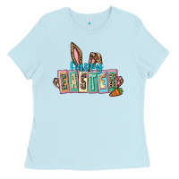 Baby Blue Happy Easter Easter Day Ladies Tee - CowGirlArtShop