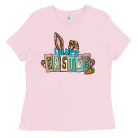 Bubblegum Pink Happy Easter Easter Day Ladies Tee - CowGirlArtShop