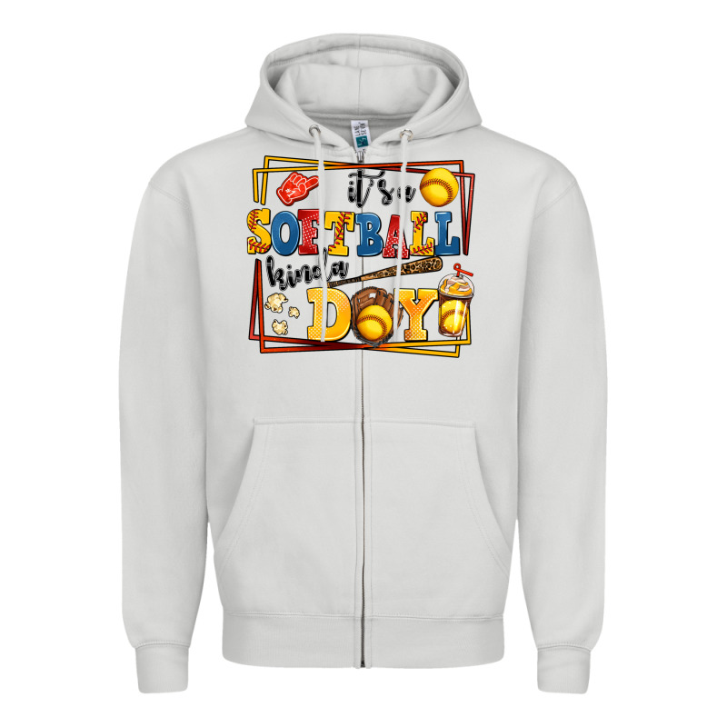 Its A Softball Kinda Day Zipper Hoodie by AdoDesignShop | Teevron
