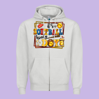 Its A Softball Kinda Day Zipper Hoodie Designed By Adodesignshop