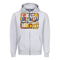 Heather Grey its a softball kinda day Zipper Hoodie - AdoDesignShop