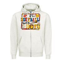 Oatmeal Heather its a softball kinda day Zipper Hoodie - AdoDesignShop
