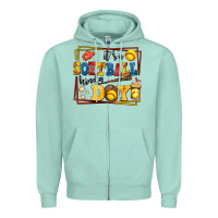 Seafoam its a softball kinda day Zipper Hoodie - AdoDesignShop