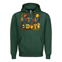 Sports Green its a softball kinda day Zipper Hoodie - AdoDesignShop