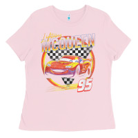Bubblegum Pink cars lightning mcqueen Ladies Tee - FloraArt