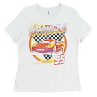 White cars lightning mcqueen Ladies Tee - FloraArt