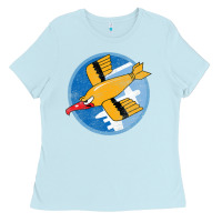 Baby Blue Ww2 91St Bomb Squadron Flying Fortress Soaring Bird Patch Ladies Tee - FloraArt