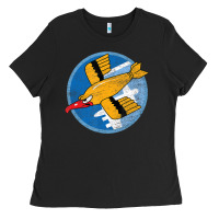 Black Ww2 91St Bomb Squadron Flying Fortress Soaring Bird Patch Ladies Tee - FloraArt