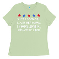 Matcha she's a good girl, she's loves her mama, loves jesus t shirt Ladies Tee - FloraArt