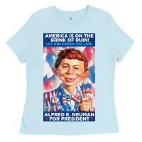 Baby Blue alfred e. neuman for president Ladies Tee - FloraArt