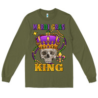 Army Green skull mardi gras king Long Sleeve Tee - FaDigitalArtStudio