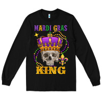 Black skull mardi gras king Long Sleeve Tee - FaDigitalArtStudio