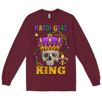 Burgundy skull mardi gras king Long Sleeve Tee - FaDigitalArtStudio