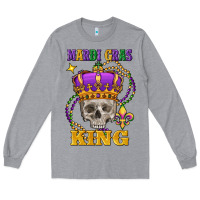 Heather Grey skull mardi gras king Long Sleeve Tee - FaDigitalArtStudio
