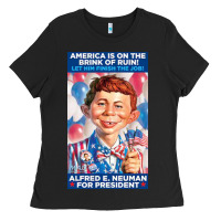 Black alfred e. neuman for president Ladies Tee - FloraArt