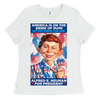 White alfred e. neuman for president Ladies Tee - FloraArt