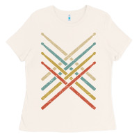 Bone retro vintage drummer tshirt 70s 80s distressed drum sticks long sleev Ladies Tee - FloraArt