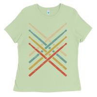 Matcha retro vintage drummer tshirt 70s 80s distressed drum sticks long sleev Ladies Tee - FloraArt