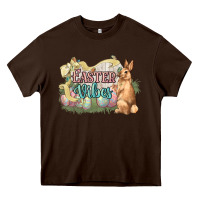 Chocolate Brown Easter vibes Easter Day Heavy Core Tee - HowdyJamesFarm