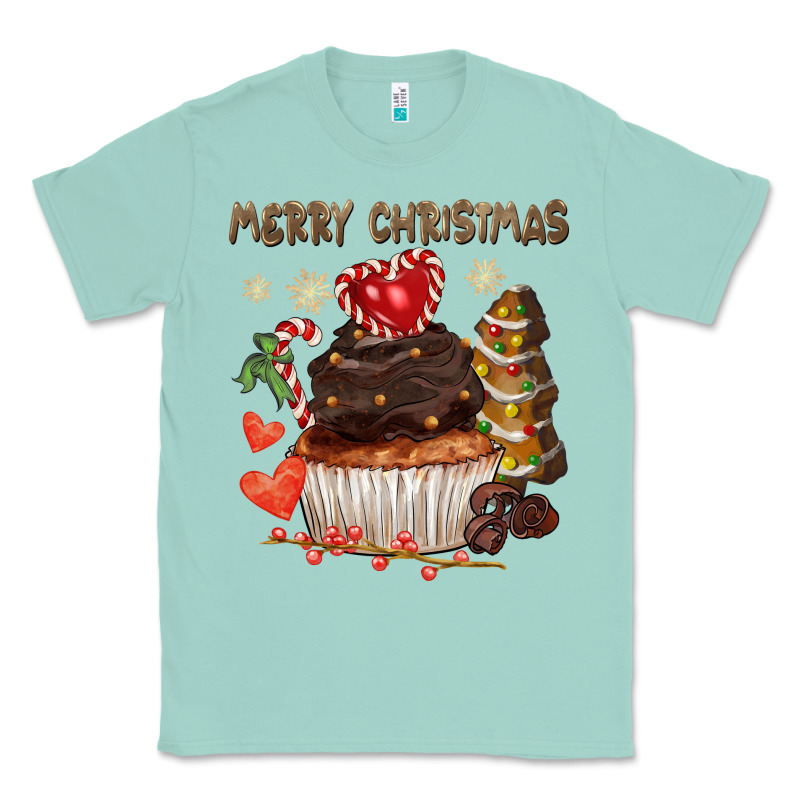 Merry Christmas Cupcake Chocolate Classic Tee by CowGirlArtShop | Teevron
