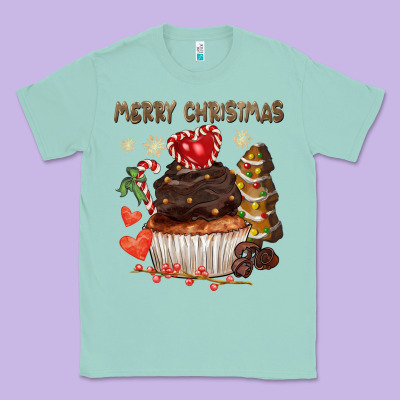 Merry Christmas Cupcake Chocolate Classic Tee Designed By Cowgirlartshop