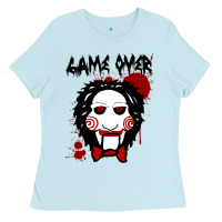 Baby Blue Billy Puppet Saw Jigsaw Inspired Ladies Tee - FloraArt