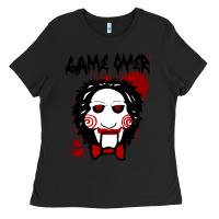 Black Billy Puppet Saw Jigsaw Inspired Ladies Tee - FloraArt