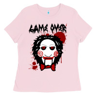 Bubblegum Pink Billy Puppet Saw Jigsaw Inspired Ladies Tee - FloraArt