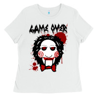White Billy Puppet Saw Jigsaw Inspired Ladies Tee - FloraArt