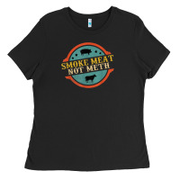 Black smoke meat not meth funny bbq grill lover meat lover retro Ladies Tee - FloraArt