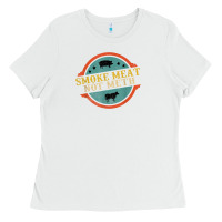 White smoke meat not meth funny bbq grill lover meat lover retro Ladies Tee - FloraArt