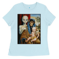 Baby Blue alien chimp baby religion conspiracy poster Ladies Tee - FloraArt