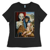 Black alien chimp baby religion conspiracy poster Ladies Tee - FloraArt