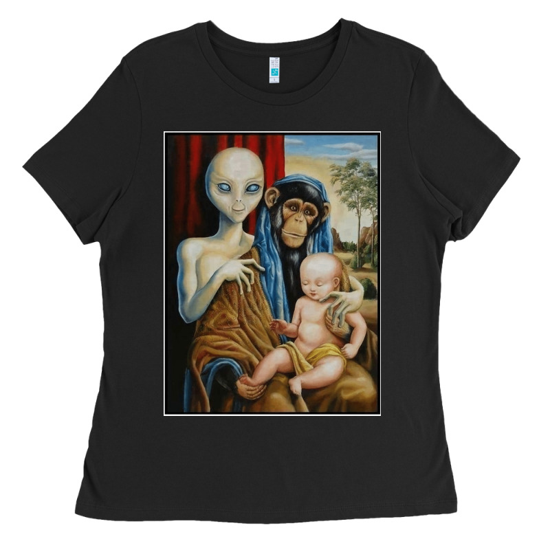 Alien Chimp Baby Religion Conspiracy Poster Ladies Tee by FloraArt | Teevron